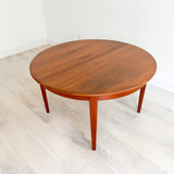 Danish Teak Round Dining Table w/ 3 Leaves