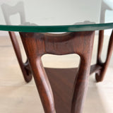 Mid Century Sculpted Base and Glass End Table