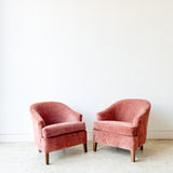Pair of Vintage Lounge Chairs by Baumritter w/ New Salmon Color Upholstery