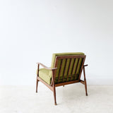 Mid Century Lounge Chair with New Green Upholstery