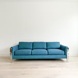 Selig Sofa with New Blue/Teal Tweed Upholstery