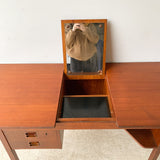 Mid Century Danish Teak Desk/Vanity with Sliding Top