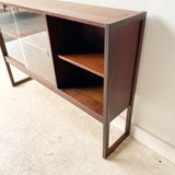 Walnut Curio Cabinet with Sliding Glass Doors