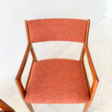 Pair of Teak Occasional Chairs w/ New Orange Upholstery