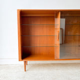 Danish Teak Curio Cabinet with Sliding Glass Doors