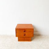 Vintage Teak Nightstand on Plinth Base