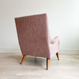 Mid Century Lounge Chair w/ New Mauve Upholstery