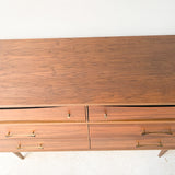 Mid Century Walnut 6 Drawer Dresser