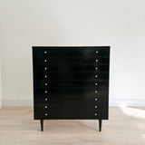 American of Martinsville Black Lacquered Highboy Dresser