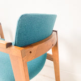 Pair of United Chair Co Chairs with New Teal Upholstery