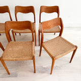 Set of 6 Danish Oak Moller Dining Chairs - Model #71