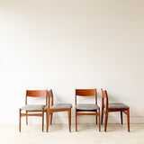 Set of 4 Danish Teak Dining Chairs with Wooden Backs