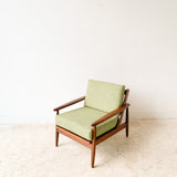 Mid Century Modern Lounge Chair w/ New Green Upholstery