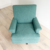Mid Century Swivel Lounge Chair w/ New Turquoise Tweed Upholstery