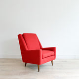 High Back Lounge Chair w/ New Red Upholstery