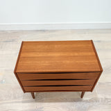 Teak 3 Drawer Dresser with Sculpted Drawer Pulls