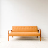 Mid Century Thonet Sofa w/ New Mustard Upholstery