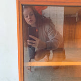 Danish Teak Curio with Sliding Glass Doors