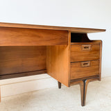 Mid Century Walnut Desk with Sculpted Legs