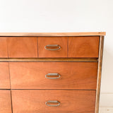 Mid Century 9 Drawer Dresser with New Solid Walnut Top