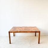 Mid Century Burlwood Parsons Style Dining Table w/ 2 Leaves