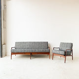 Mid Century Sofa and Chair Set with New Upholstery