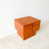 Vintage Teak Nightstand on Plinth Base