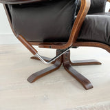 Danish Lounge Chair and Ottoman w/ Brown Leather