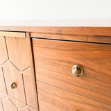 Mid Century Dresser with Geometric Front Drawers