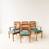 Mid Century Asian Style Dining Set with 6 Chairs and 1 Leaf