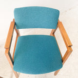 Pair of United Chair Co Chairs with New Teal Upholstery