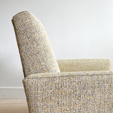 Pair of Mid Century Lounge Chairs w/ New Yellow Tweed Upholstery