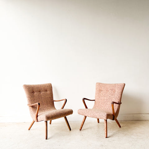 Pair of Mid Century Scoop Chairs w/ New Upholstery