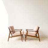 Pair of Mid Century Lounge Chairs w/ New Blush Upholstery