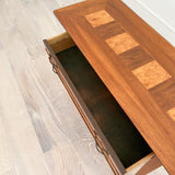 Lane Walnut and Burlwood Sofa Table