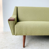 Mid Century Modern Sofa with New Light Green Upholstery