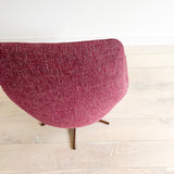 Mid Century High Back Swivel Lounge Chair w/ Purple Tweed Upholstery