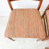 Set of 4 Mid Century Dining Chairs w/ New Striped Upholstery