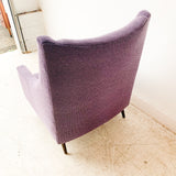 Mid Century High Back Lounge Chair w/ New Purple Upholstery