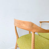 Pair of Sculpted Modern Occasional Chairs w/ New Ribbed Chartreuse Upholstery