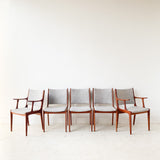Set of 5 Teak Dining Chairs with New Upholstery