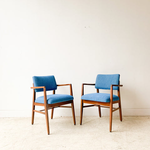 Pair of Occasional Chairs w/ New Electric Blue Upholstery