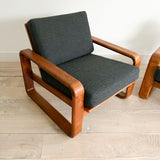 Pair of Vintage Solid Teak Lounge Chairs