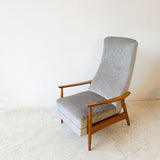Milo Baughman Recliner with New Grey Chenille Upholstery