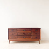 Mid Century Walnut 9 Drawer Dresser