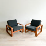 Pair of Vintage Solid Teak Lounge Chairs