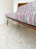 Atomic Walnut Platform Sofa with Hairpin Legs