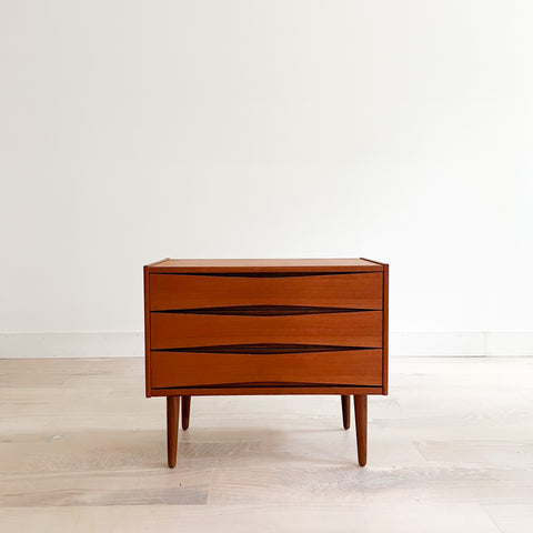 Teak 3 Drawer Dresser with Sculpted Drawer Pulls