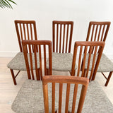 Set of 6 Teak High Back Dining Chairs w/ New Upholstery