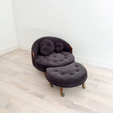 Adrian Pearsall Havana Chair and Ottoman w/ New Black Upholstery